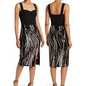 Dress The Population Womens Size Small Block Print Sweatheart Neck Dress